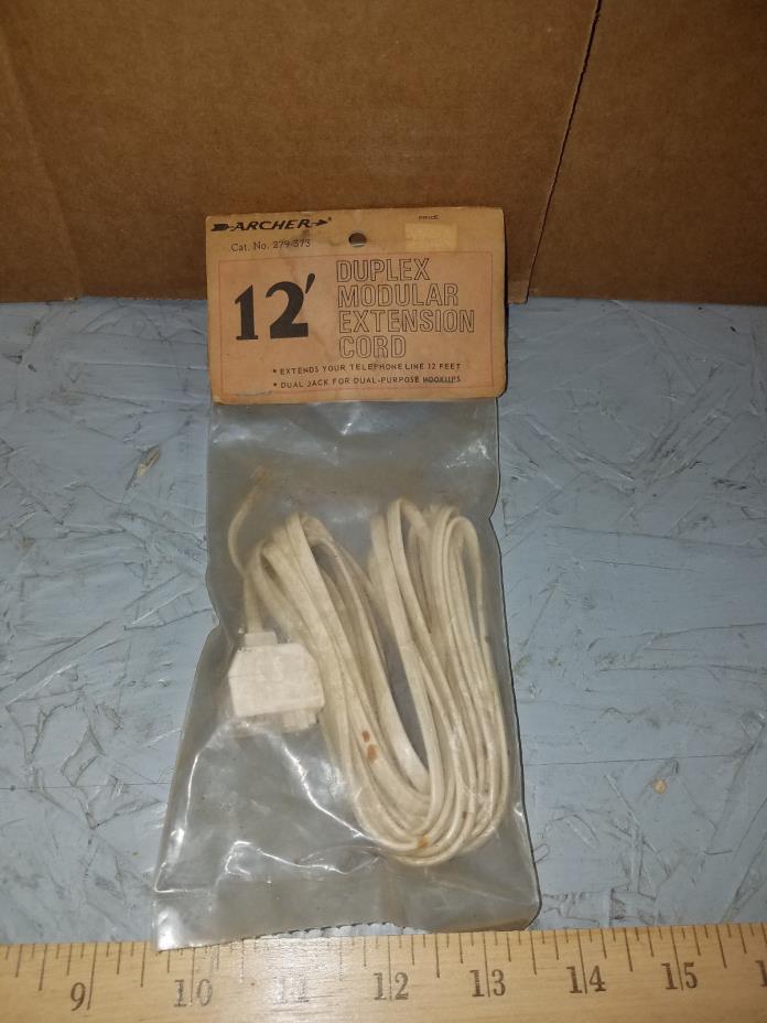 VINTAGE 12 Ft Dual Jack Extension Cord  New Old Stock  Radio Shack 279-373