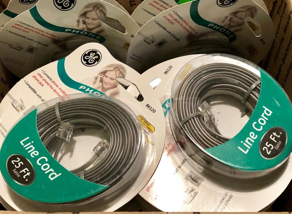 GE  Phone Line Cord 25 Ft.   Satin    Lot of 16