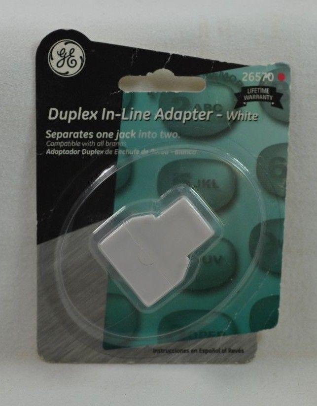 NEW GE DUPLEX IN-LINE RJ11 TELEPHONE ADAPTER SPLITTER 26570 WHITE FAST-FREE SHIP