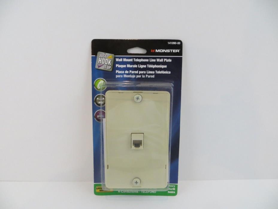 Monster 141090-00 Wall Mount Telephone Line Wall Plate Ivory NEW loc466
