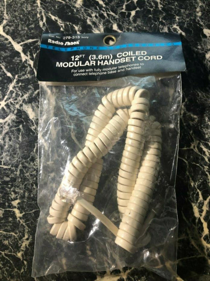 12’ Foot Coiled Ivory Modular Handset Telephone Cord cat.# 279-315