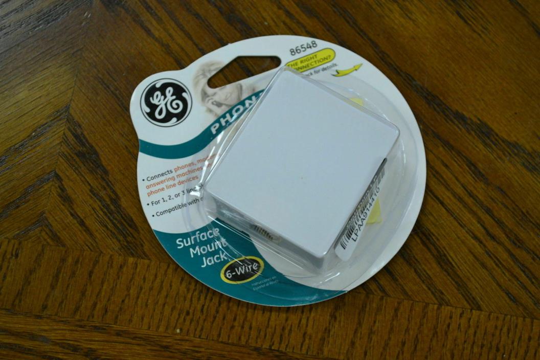 GE Telephone 6-WIRE Surface Mount Jack White 86548 Brand New NIP
