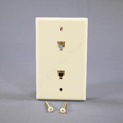 Eagle White Flush Type 625B4 4-Conductor Two Telephone Jack 1G Wallplate 3546-4W