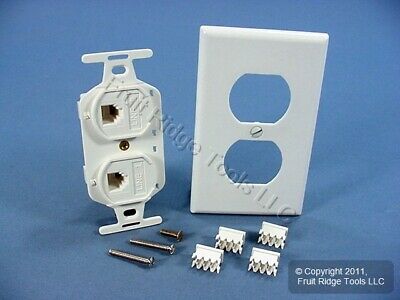Leviton DUPLEX White USOC Phone Jack 110-Type VOICE 4-Wire Type 106 41364-IDW