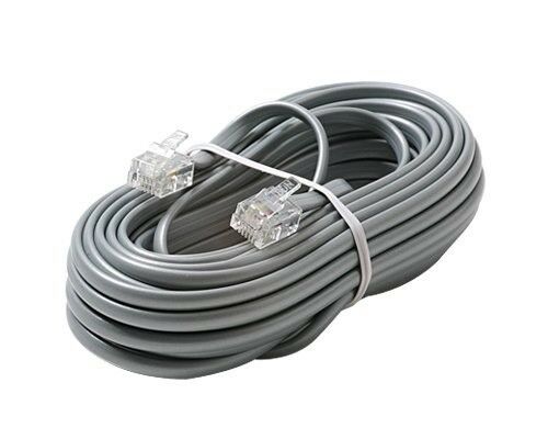 Gray 15' ft Telephone Modular Line Cord Phone Cable Extension Wire RJ1
