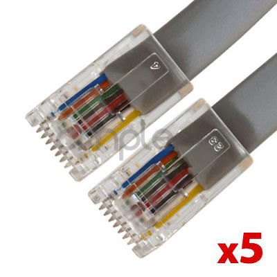 Phone Cable RJ45 8 Wire 8P8C Phone Fax Gold Plated Straight Cable 14FT Lot 5 NEW