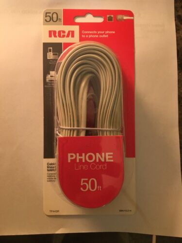 RCA TP443N 50ft Modular Telephone Phone Line Cord Ivory, New! Lot Of 2 Cords