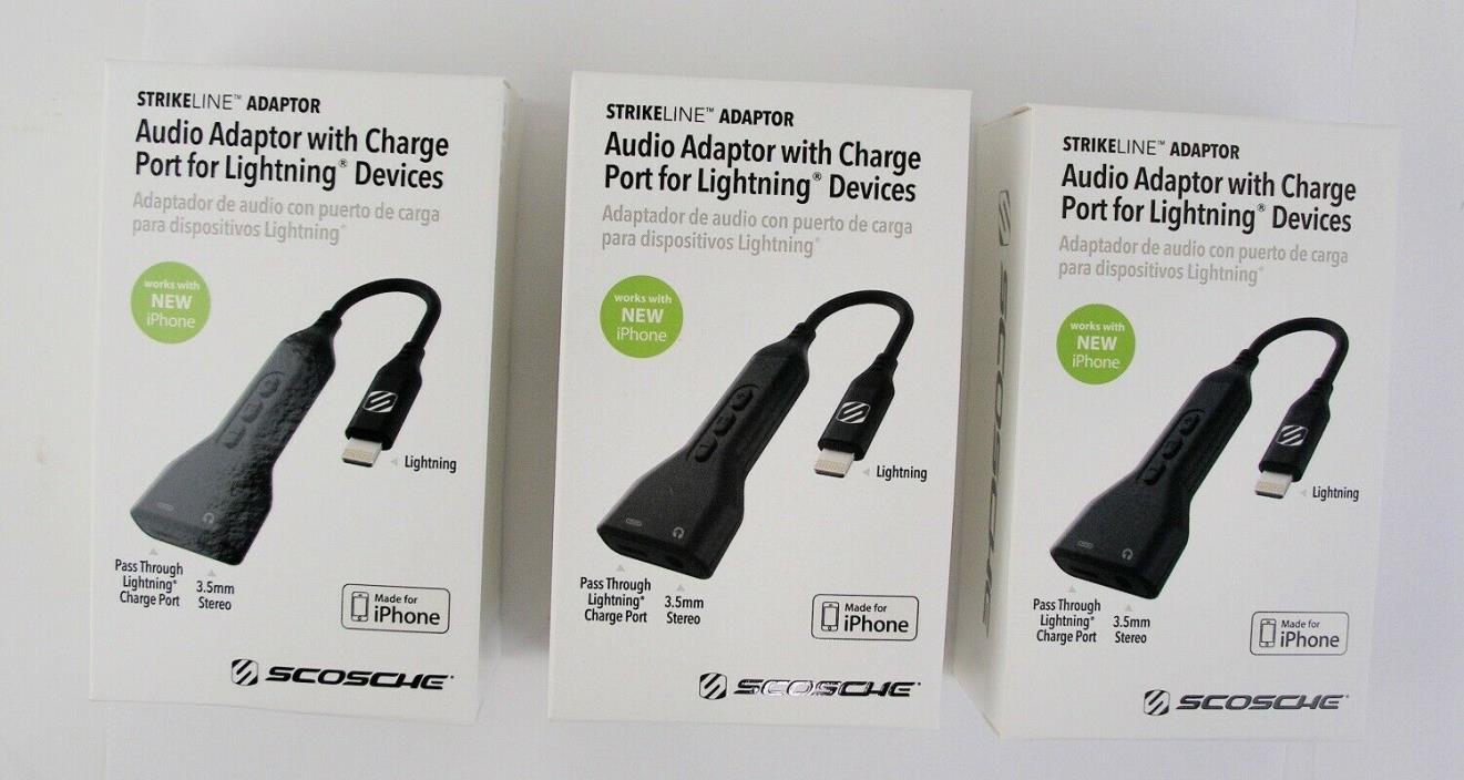 THREE(3) Audio Adaptor with Charge Port for Lighting Devices iPhone 7 & up