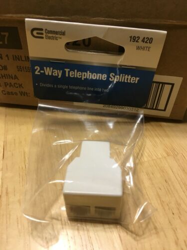 Comercial Electric 2- Way Telephone Splitter 192 420 White Qty 4