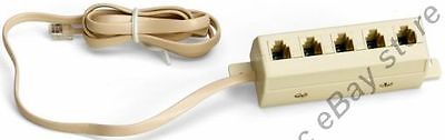 Lot10 RJ12 5way/jack/female Y/Splitter,Phone/Telephone 6P6C 4ft Cable/Cord/Wire