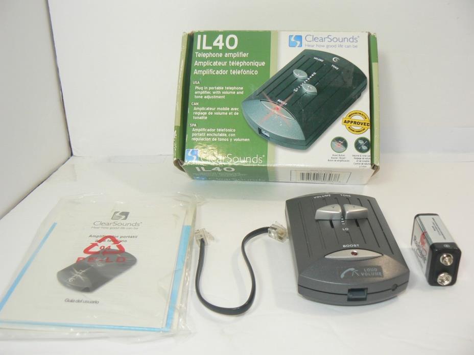 Clear Sounds CS IL40 Portable Telephone Amplifier Gray IL-40 Very Nice