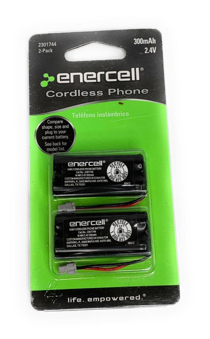 Enercell 2301744 2.4v 300mAh Ni-MH Cordless Phone 2-Pack Batteries Uniden Compat