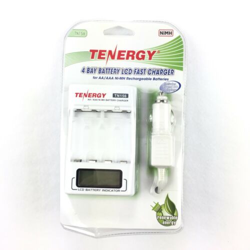 NEW Tenergy 4 Bay Battery LCD Fast Charger For AA AAA Batteries 4 FREE INCLUDED