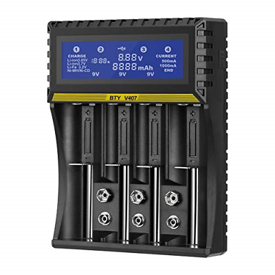 18650 Battery Charger LCD S4 Smart 9V Charger for Rechargeable Batteries Ni-MH A