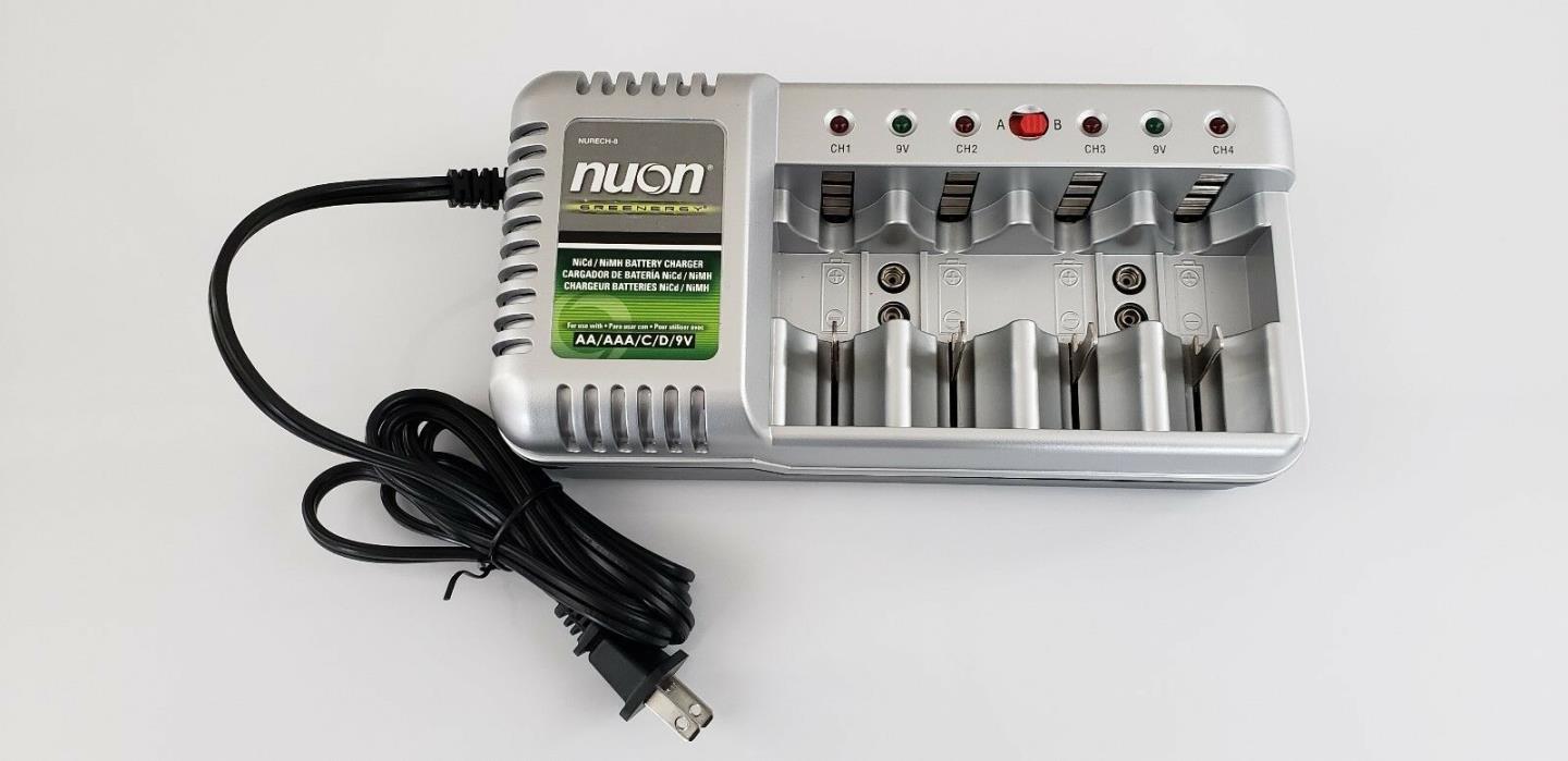 Nuon Desktop Charger Ni-cd Ni-mh Nurech-8 AA AAA C D 9v Batteries
