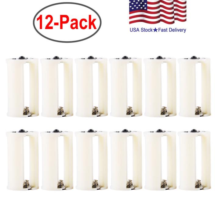 3 AA to Size D Battery Adapters Converter Cases Plastic Parallel White 16 Pcs