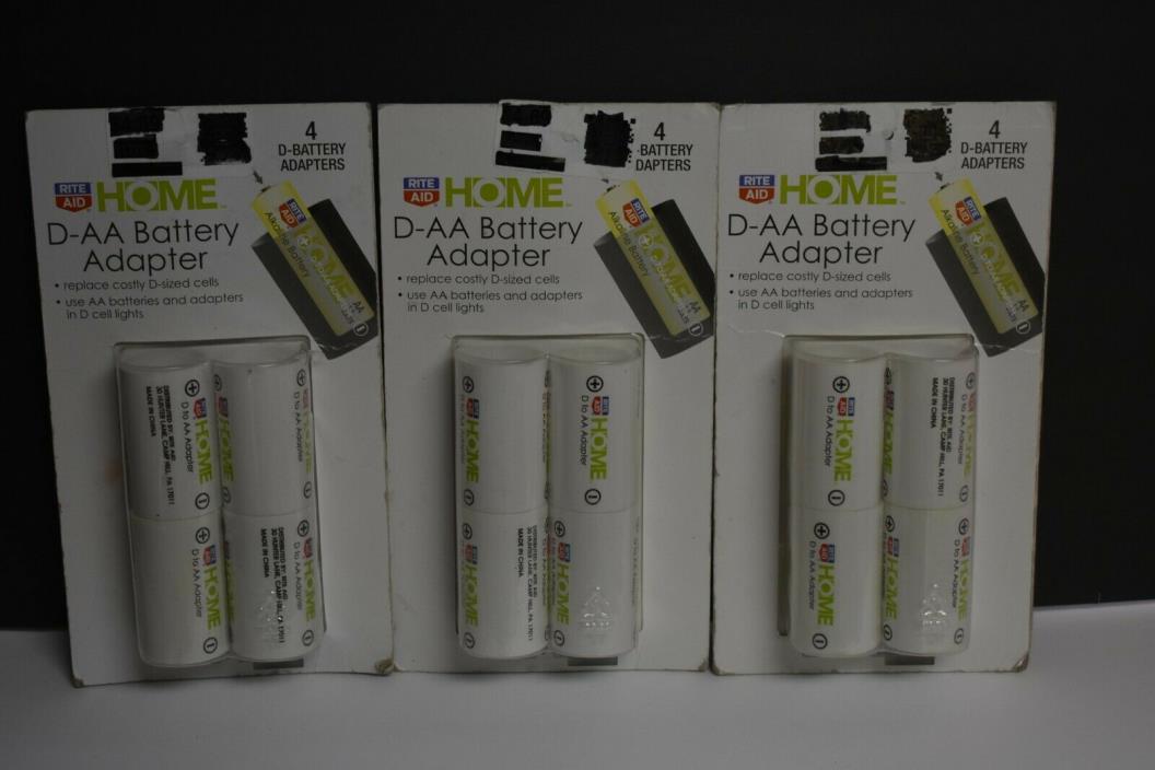 12 Rite Aid HOME D to AA Battery Adapters 3 Packs of 4