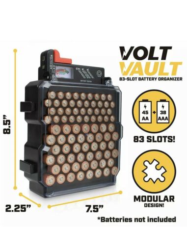 Battery Organizer Storage Case with Battery Tester – Volt Vault 83 Slot AA/AAA B