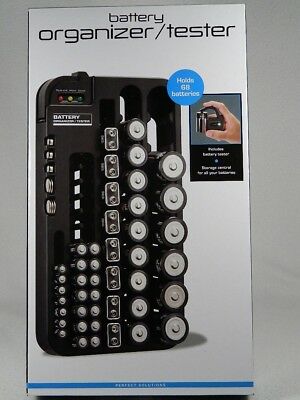 Battery Organizer/Tester-holds 68 batteries Hang or Set #PS5197BK New In Box