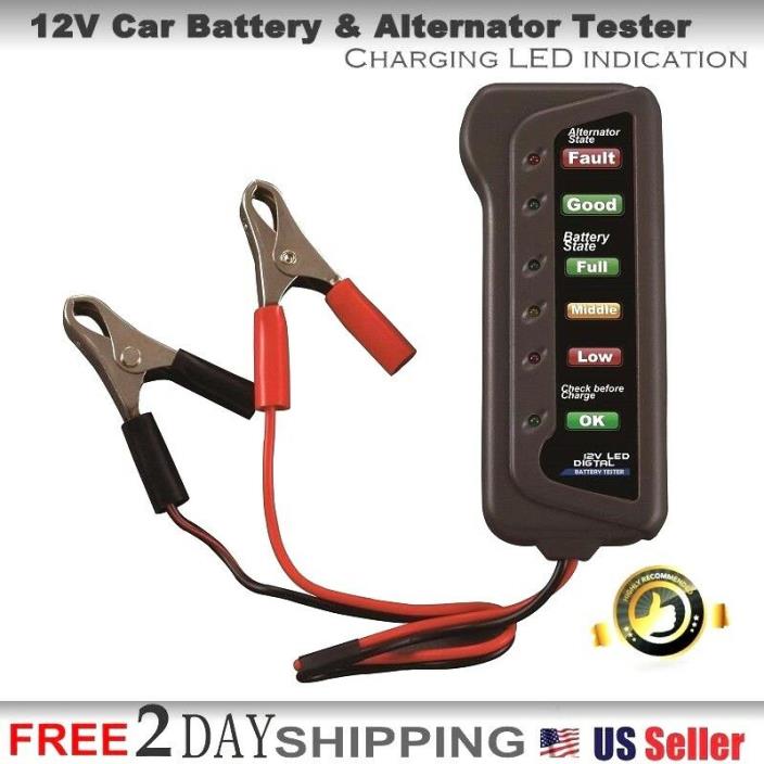 Cartman 12V Car Battery & Alternator Tester - Charging LED indication