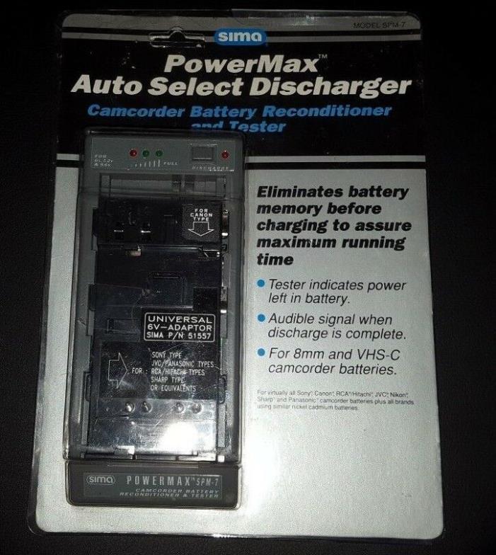 Sima SPM-7 Powermax Auto Discharger Camcorder Battery Reconditioner Tester
