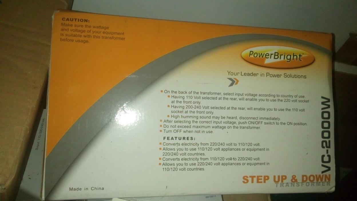 Power Bright Step UP and Down VC-2000W Transformer
