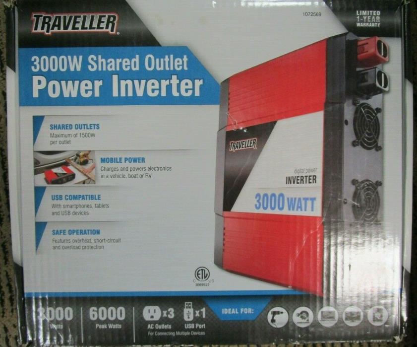 Traveller 3000 Watt Shared Outlet Power Inverter 1072569 BRAND NEW