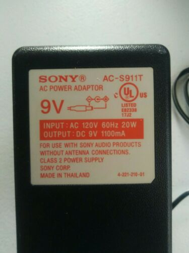 Genuine Original Sony AC DC 9V 1100mA Power Adapter 4.7mm 1.5mm Plug AC-S911T