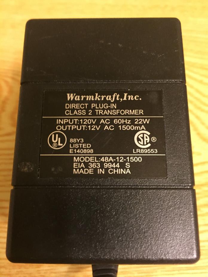 Warmkraft , Inc 48A-12-1500 Adapter Power Supply