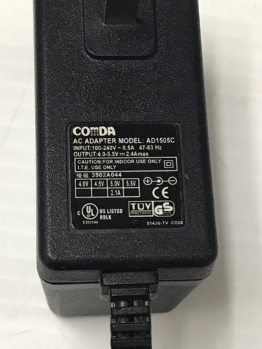 Comda AD1505C AC DC Power Supply Adapter Charger Output 5V 2.45A Cord