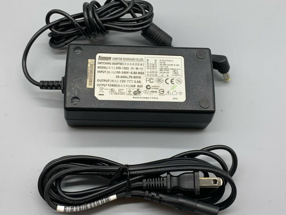 Sunny STD-1203 Switching Adapter Output 12V 3A Power Supply Transformer Charger