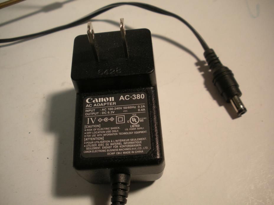 Genuine CANON AC Adapter Power Supply Cord Cable 6.3V 0.4A Model AC-380