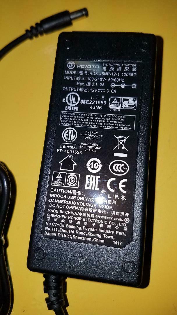 Hoioto ADS-45NP-12-1 12036G 12V 3.0A 36W Switching AC Adapter NEW
