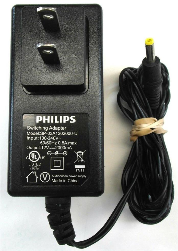Genuine Philips Charger AC Adapter Power Supply SP-03A1202000-U 12V 2000mA 24W