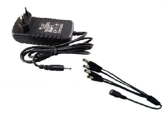 DC 12V 2A Power Supply Adapter plus 4 Split Power Cable for CCTV Secutity Camera