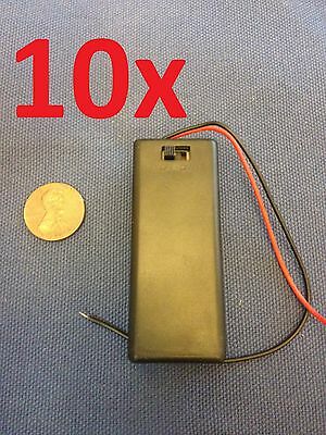 10x on/off switch Storage Holder Case Box 2 X AAA Battery Wire Black plastic c12