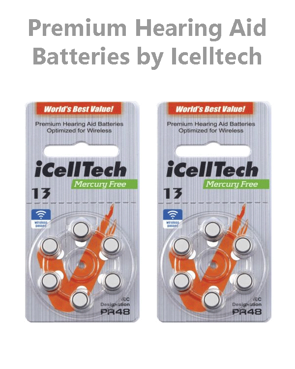 Hearing Aid Battery Premium size 13 made by icelltech Genuine 12 Batteries