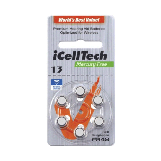 Premium Size 13 Hearing Aid Batteries 60 Batteries made by Icelltech Exp. 2021
