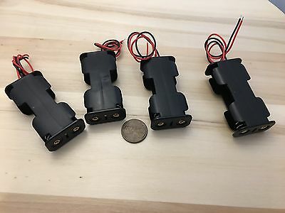 4 Pieces - AA two Battery Storage Holder Case Box 2 Battery Wired plastic C31