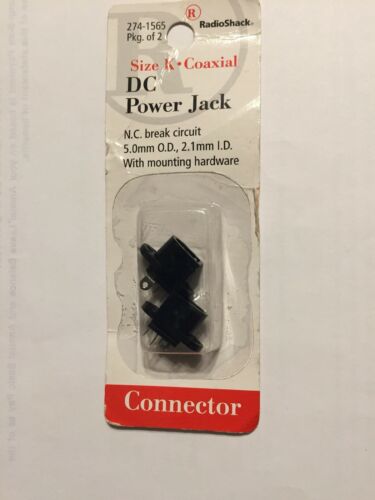 Size K Coaxial DC Power Jack 5.0mm x 2.1mm 2/PK New RadioShack 274-1565