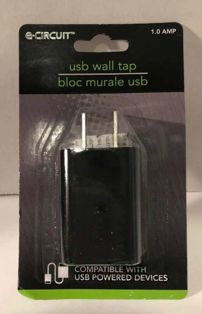 USB WALL TAP PLUG - COMPATIBLE WITH USB POWERED DEVICES 1.0 AMP - BLACK