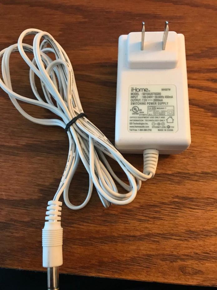i Home Model S015AU0750200 Adapter Power Supply 7.5V 2000mA