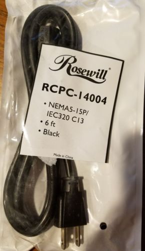 Brand *NEW Rosewill  6-Foot Black Power Cord Cable with 3-Conductor PC