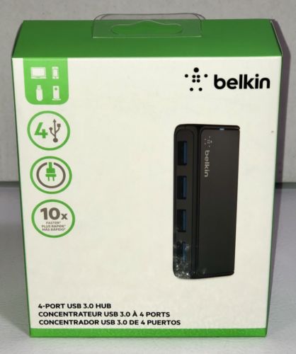 New Belkin SuperSpeed USB 3.0 4-Port Charging & Data Transfer Hub - Black Sealed