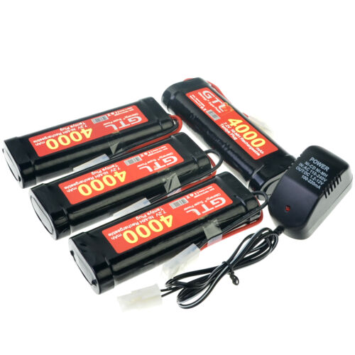 4x GTL 7.2V 4000mAh Ni-MH Rechargeable Battery Pack Black+Charger