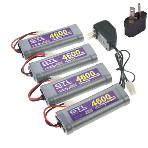 4x GTL 7.2V 4600mAh Ni-Mh rechargeable battery RC Tamiya Plug Gray + charger