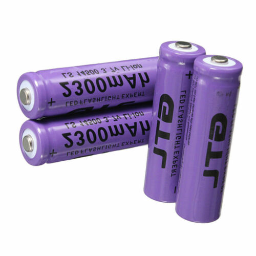 4pcs 3.7V 2300mAh 14500 Purple Li-ion Rechargeable Battery For LED Flashlight UP