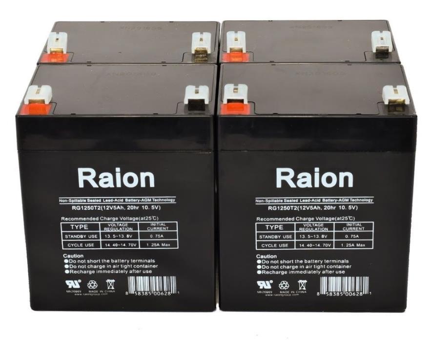 Raion 4 Pk 12V 5Ah Sealed Lead Acid UPS Backup Battery for ONEAC ON700XAU-SN