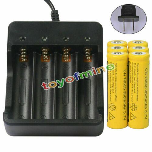 6x18650 3.7V 9800mAh Yellow Li-ion Rechargeable Battery + Charger