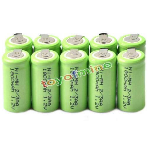 10pcs 2/3AA 1.2V 1800mAh Ni-MH rechargeable battery Batteries Cell For Phone